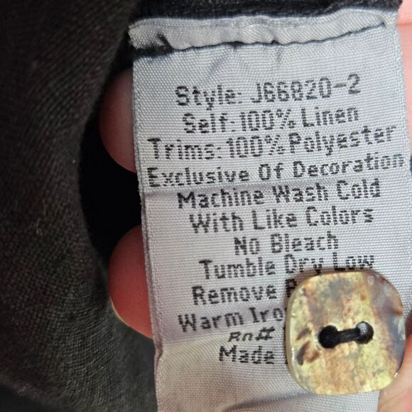 VINTAGE Johnny Was LA black linen embroidered pull on coastal pants XXL - Picture 7 of 10